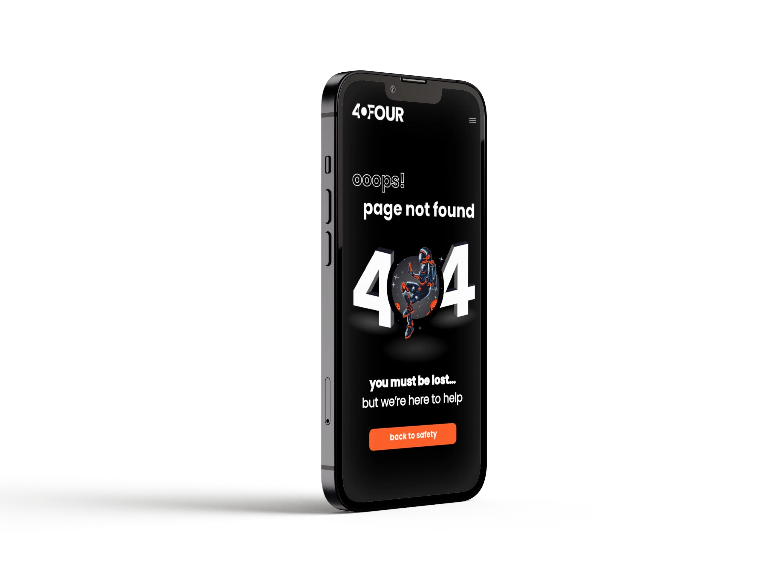404 Marketing error page mocked up on a mobile phone