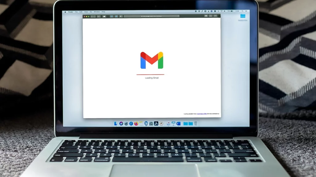 Laptop with Gmail loading screen