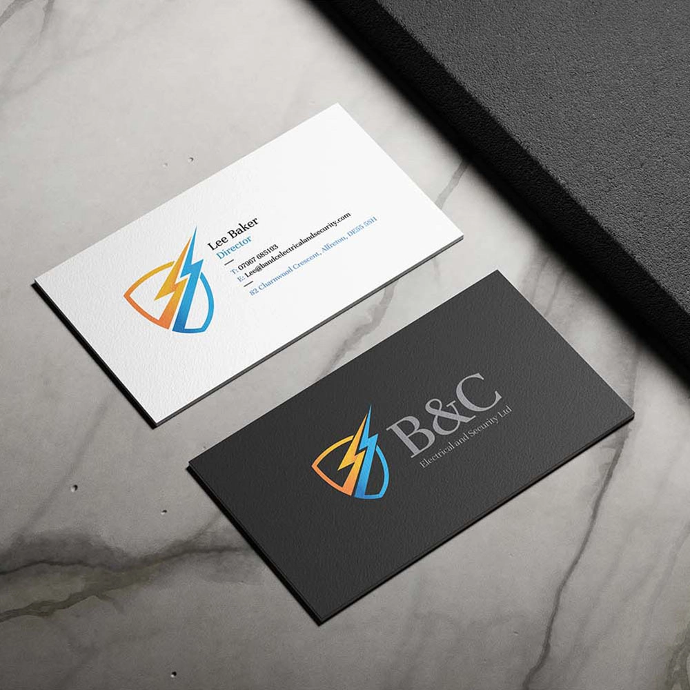 Mockup of B&C Electrical business cards