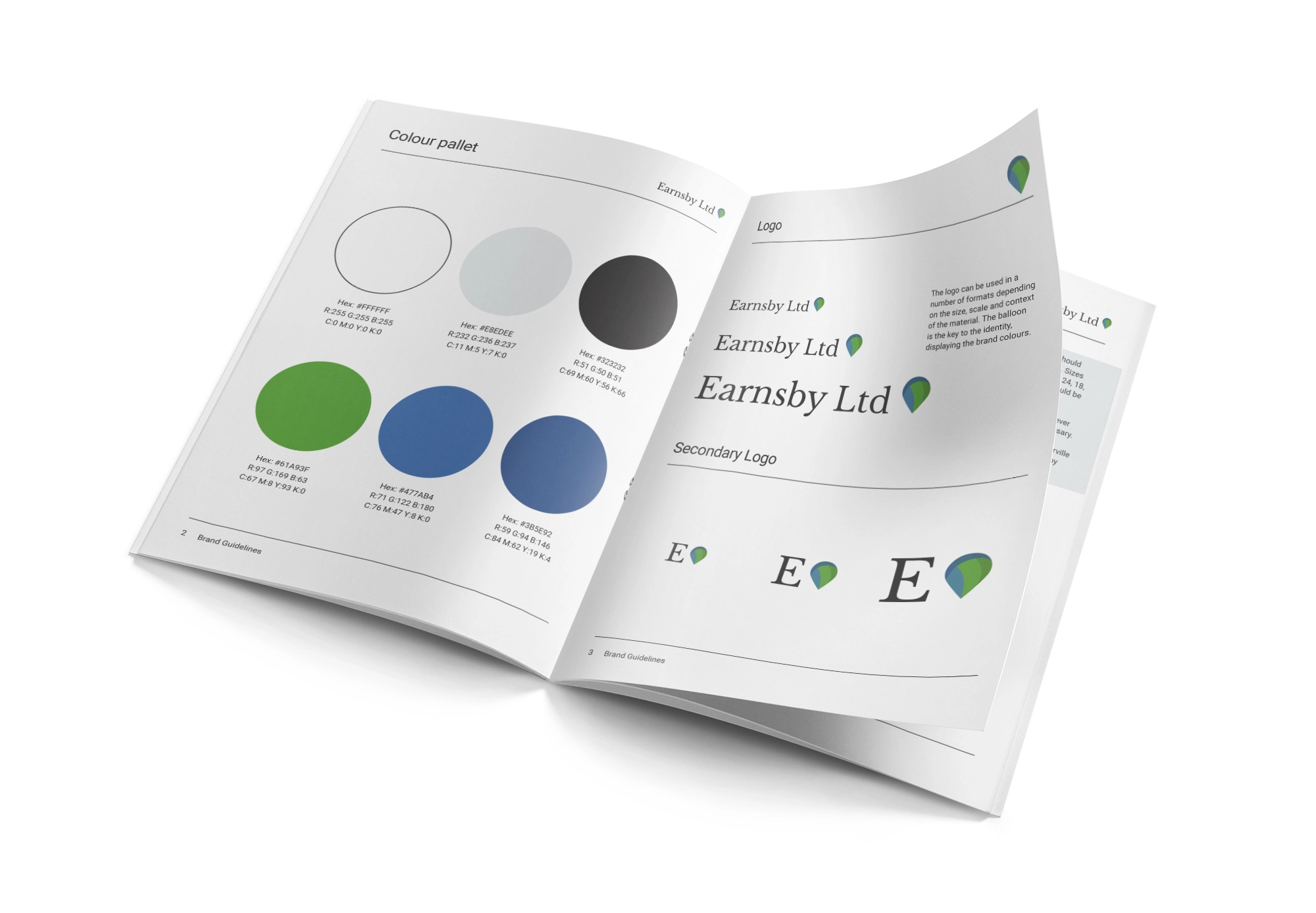 Mockup of Earnsby Ltd brand guidelines