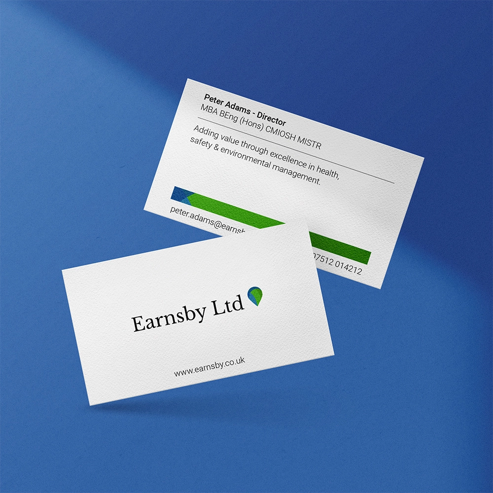 Mockup of Earnsby Ltd business cards