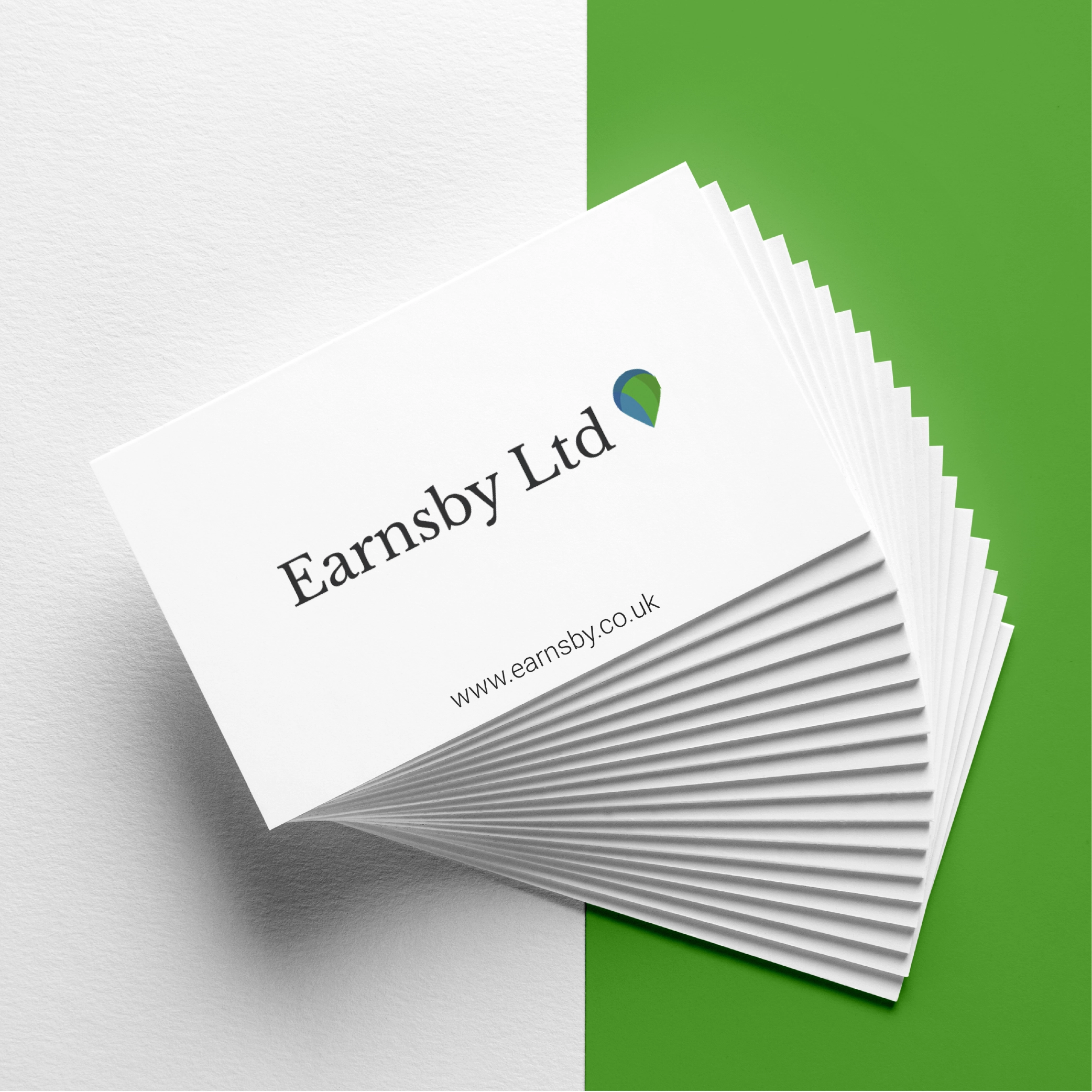 Mockup of Earnsby Ltd business cards