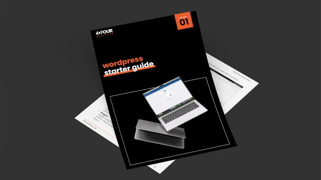 A4 page mokcup of the free WordPress Starter Guide