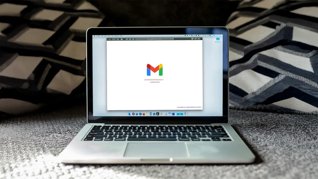 Laptop with Gmail loading