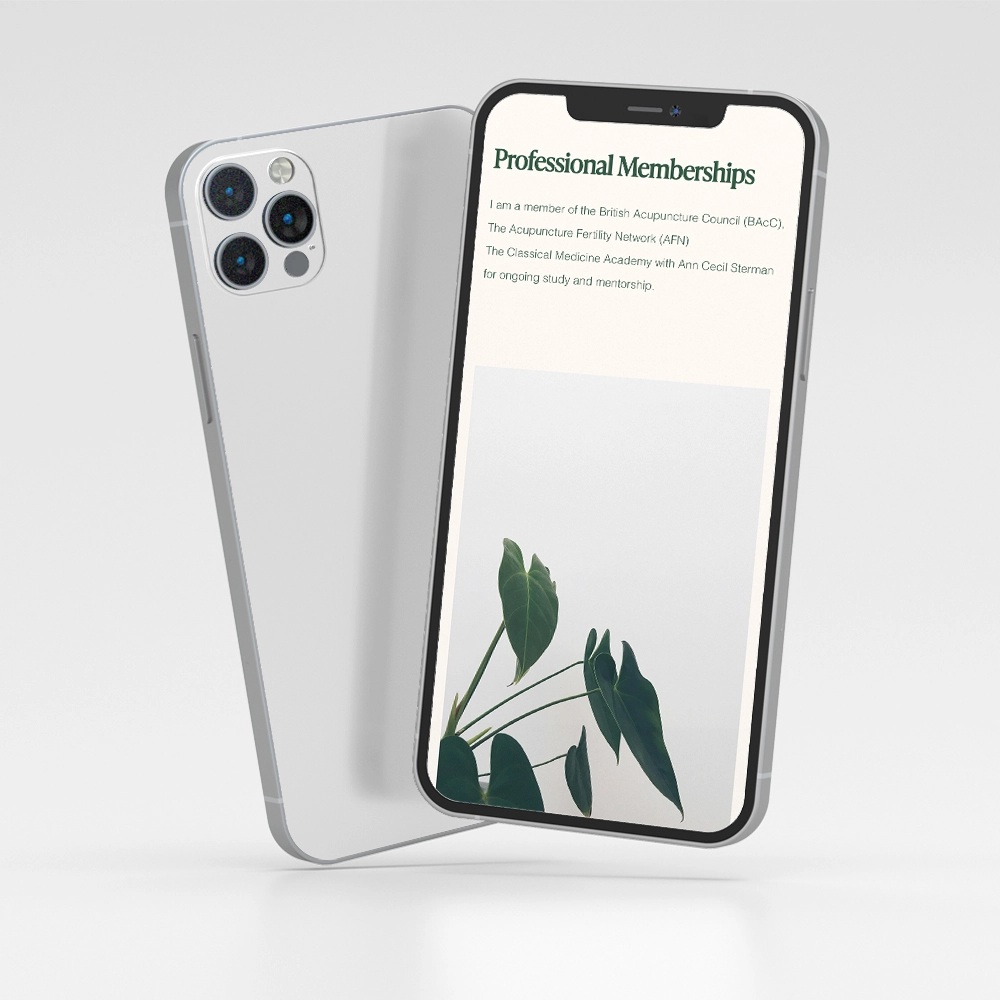 Mockup of Lisa Gordon Acupuncture website on mobile
