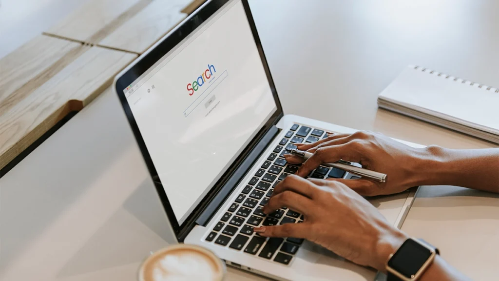 Woman searching on a website