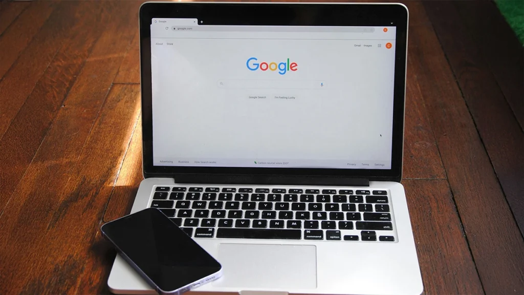 Laptop with a Google search page