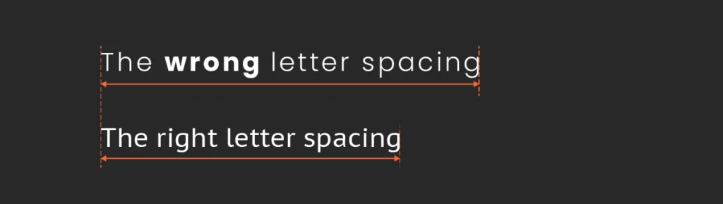 Illustration of the wrong and right letter spacing