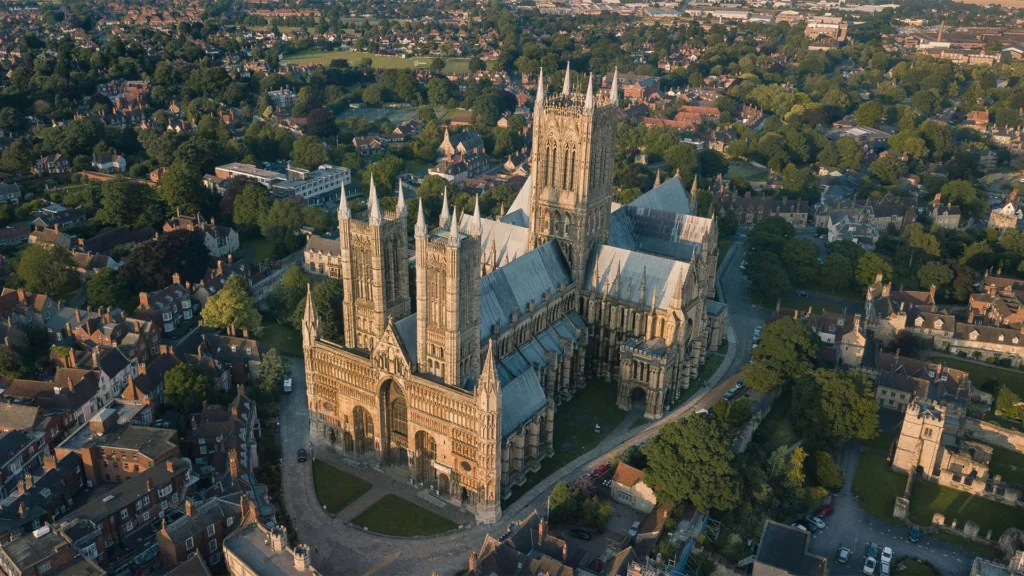 Aerial photo of the Lincoln cathedral
