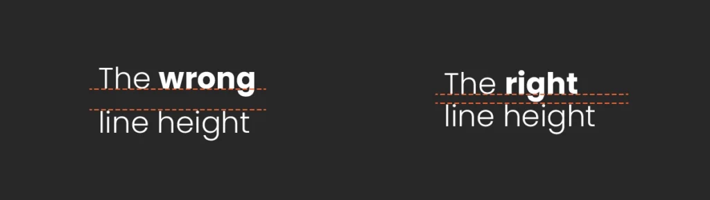 Illustration of the wrong and right line height