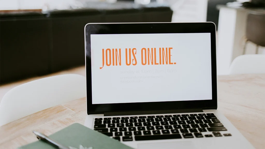 Computer with a website call to action