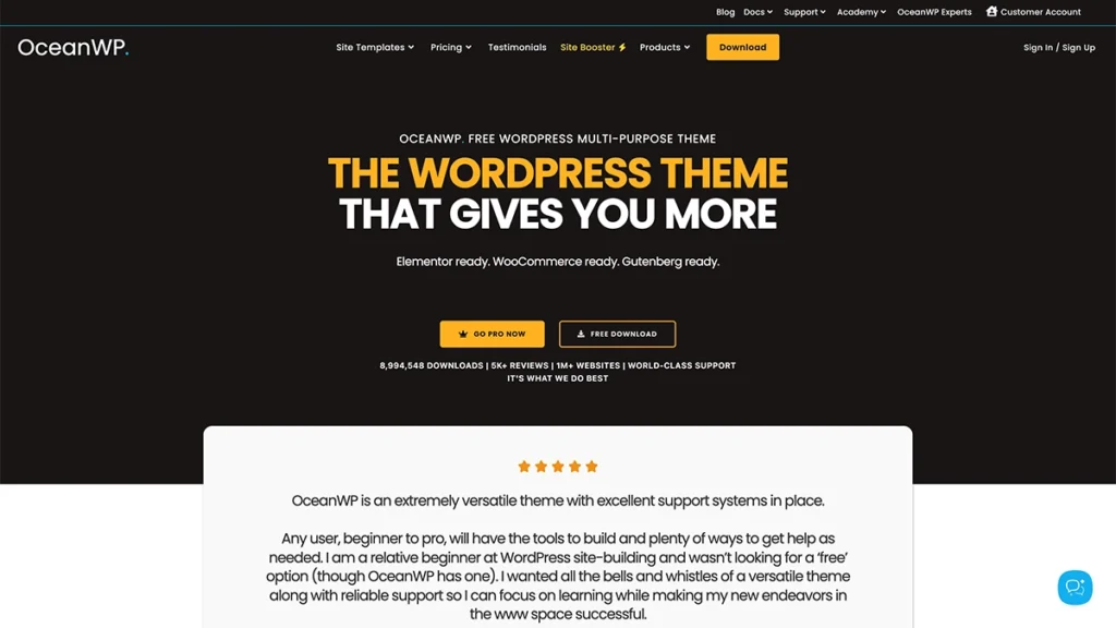 Screenshot of the OceanWP Theme