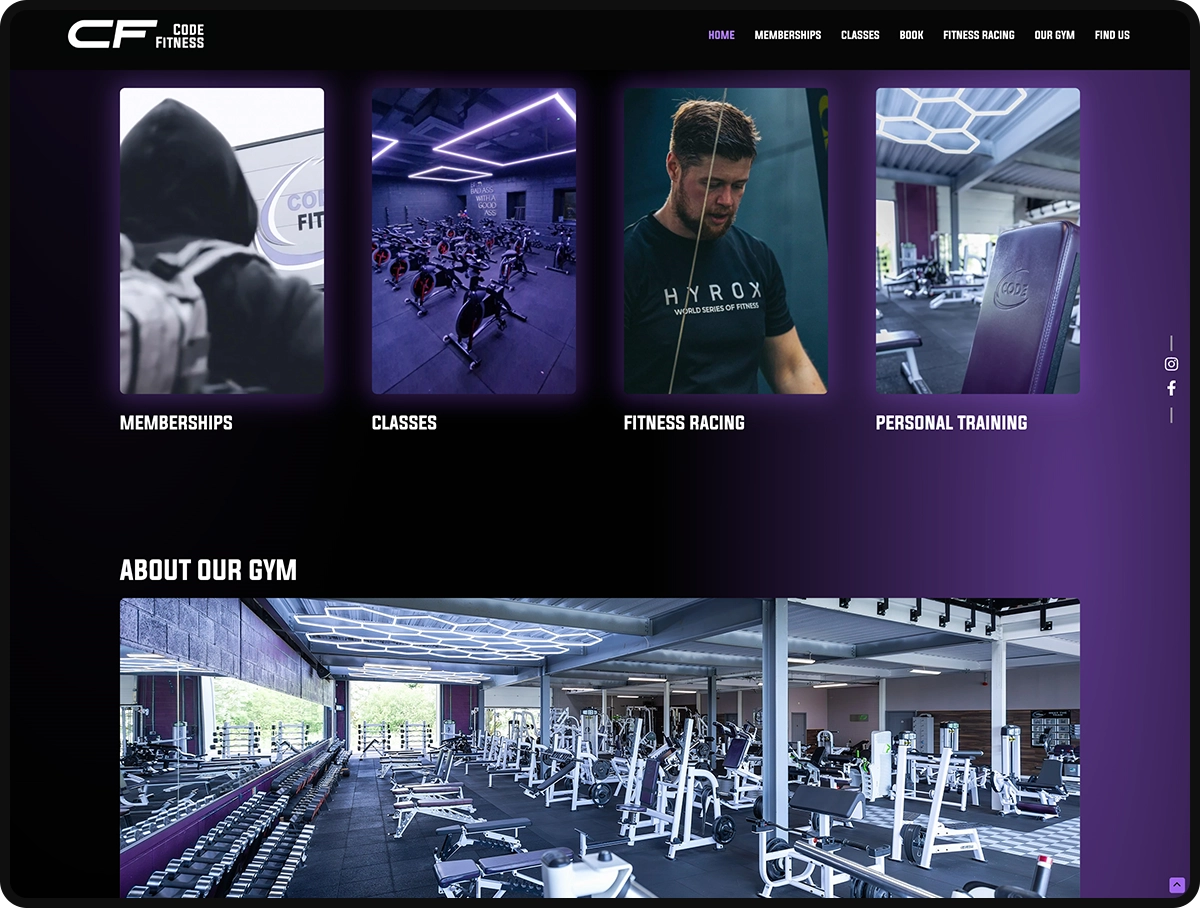 Screenshot of Code Fitness website redesign