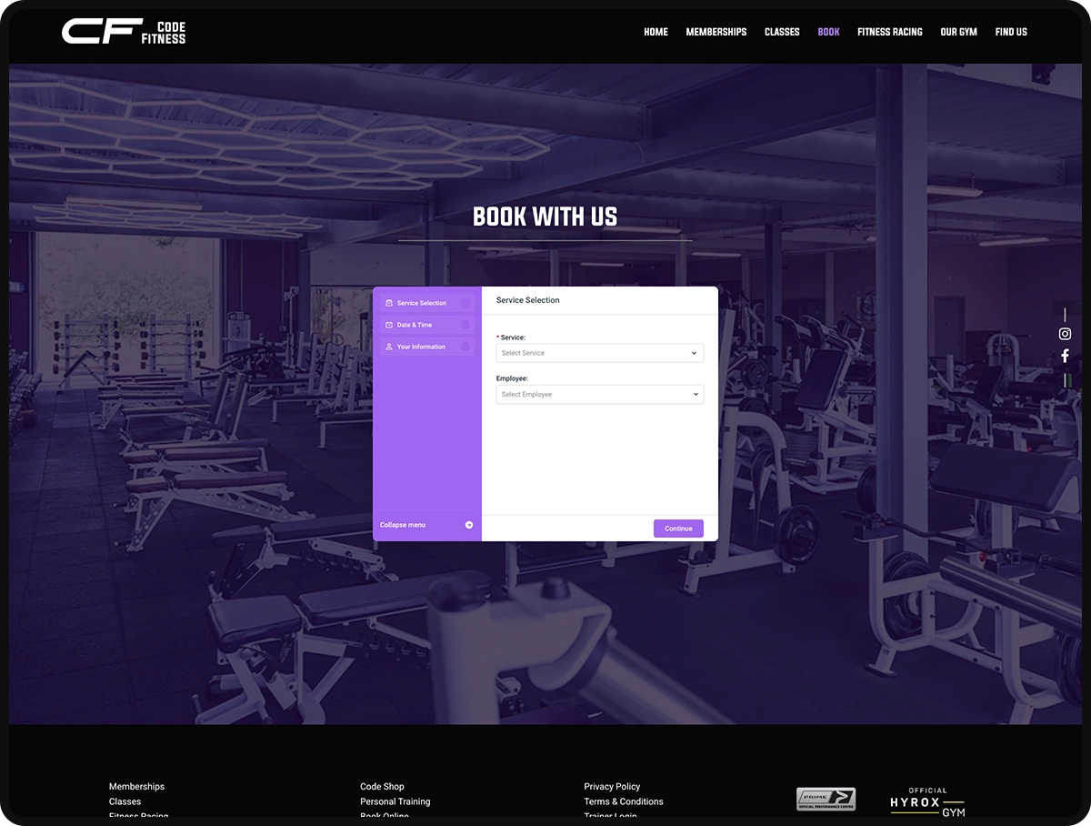 Screenshot of Code Fitness website redesign