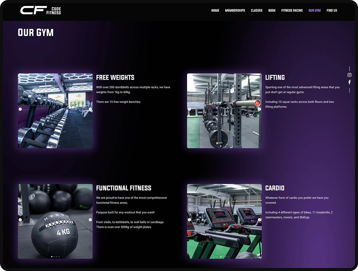 Screenshot of Code Fitness website redesign