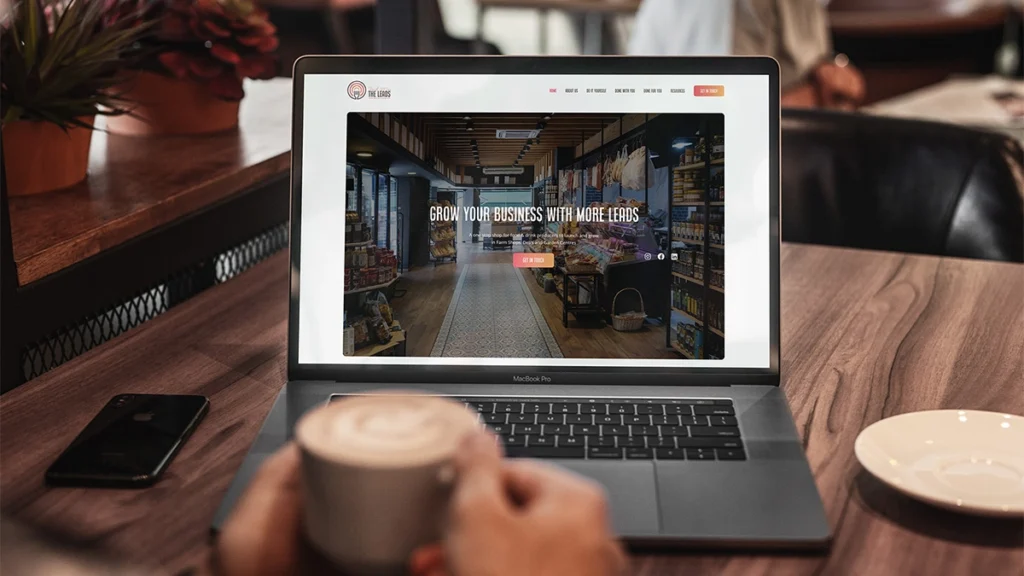 Food and drink website design for Market to Shelf Masters shown on a laptop screen