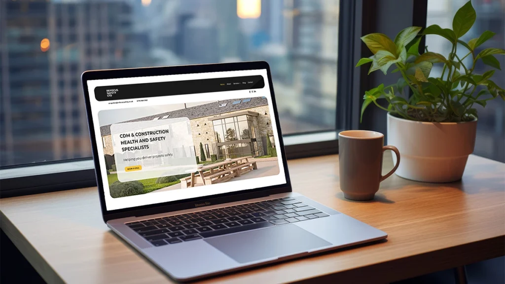 Health and safety website redesign for Refocus Safety displayed on a laptop