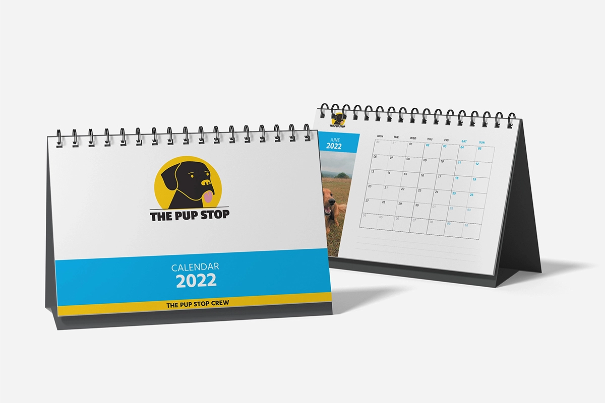 The Pup Stop calendar mockup