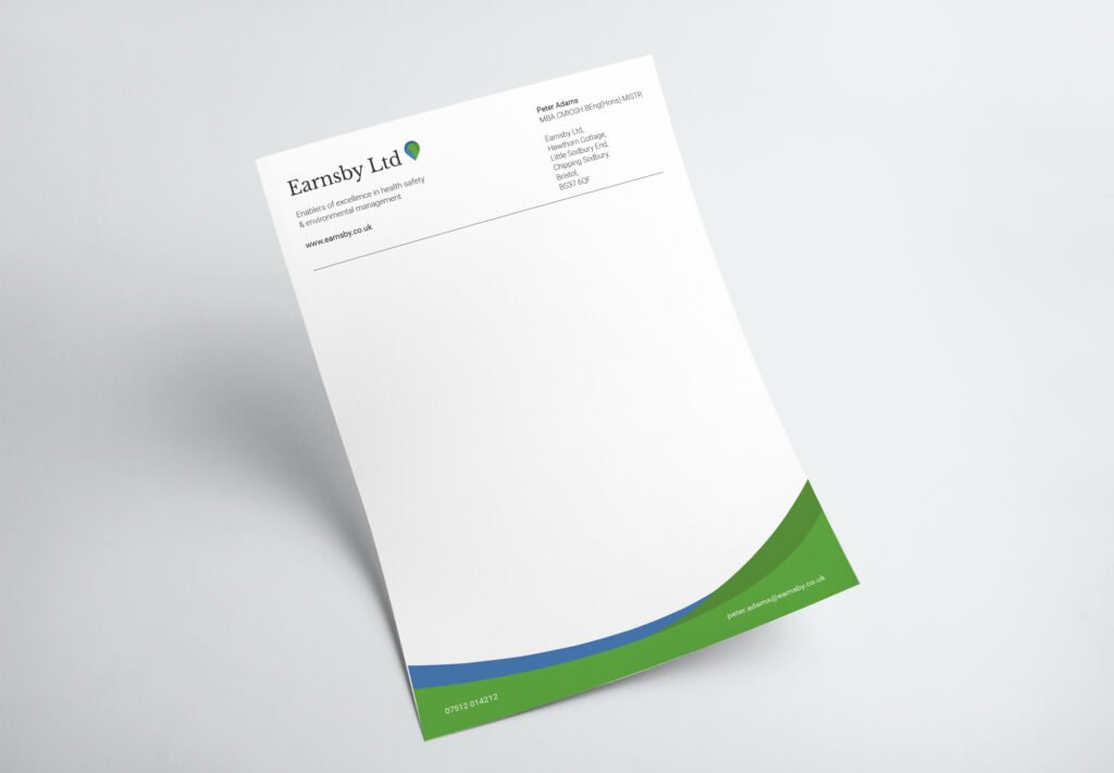 Mockup of Earnsby Ltd letterhead