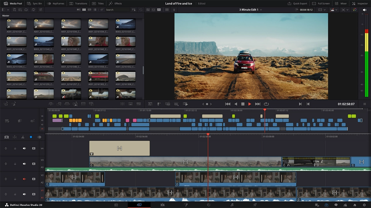 DaVinci Resolve dasgboard