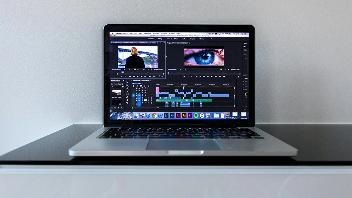 Laptop with video editing software