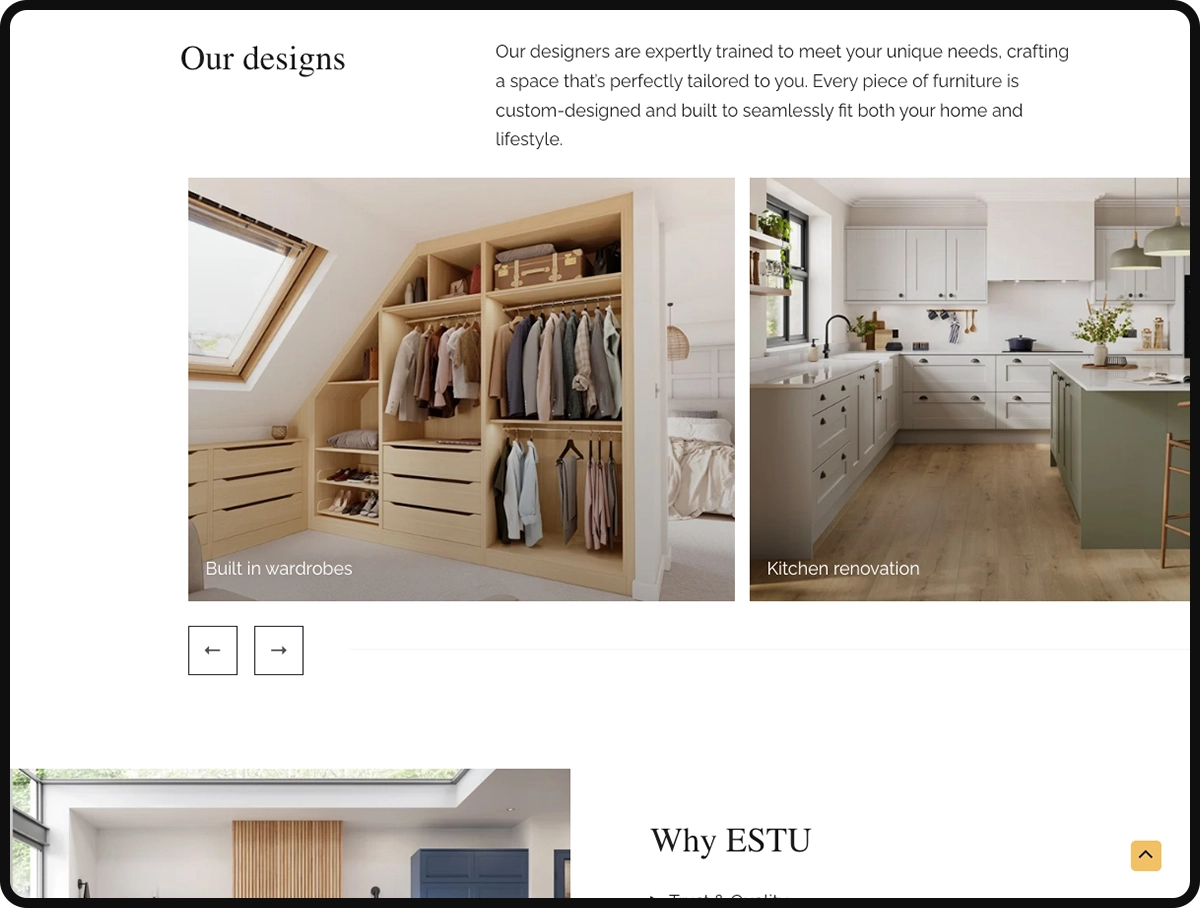 Screenshot of Estu Ltd website redesign