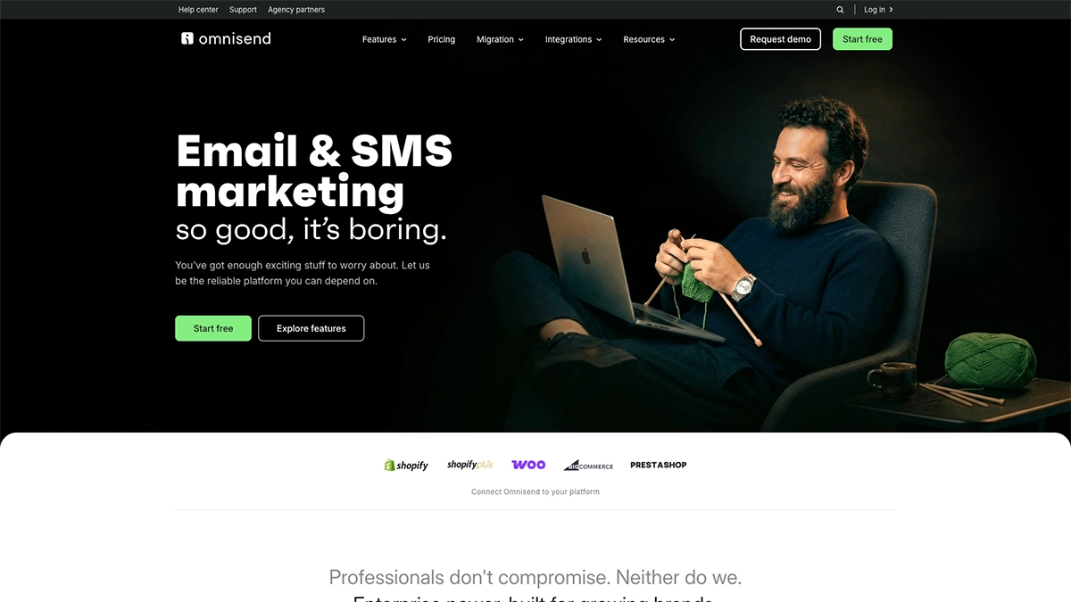 Screenshot of Omnisend email marketing software