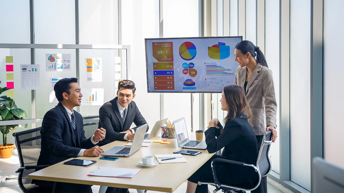 Stock photo example of young business people in a meeting