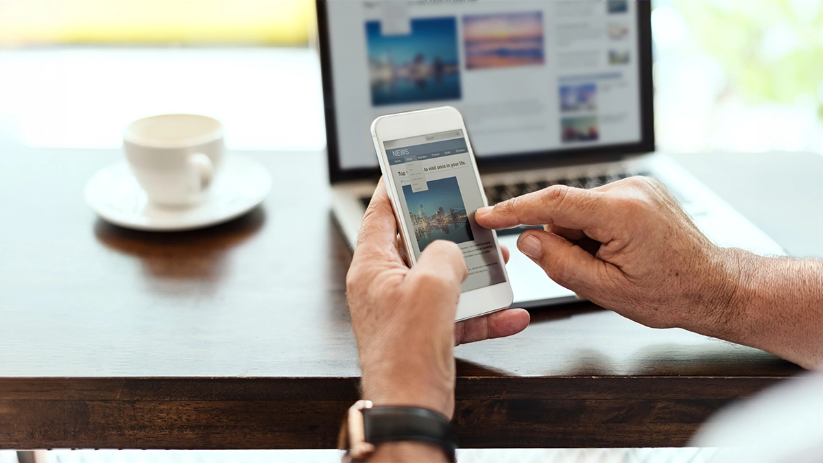 Using a website on a mobile device