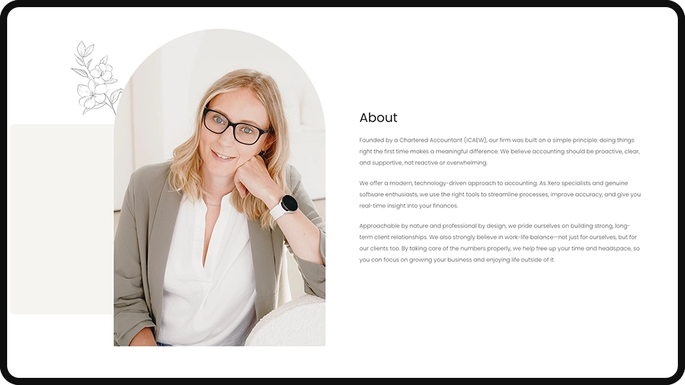 Screenshot of Account8 accounting website design mockup