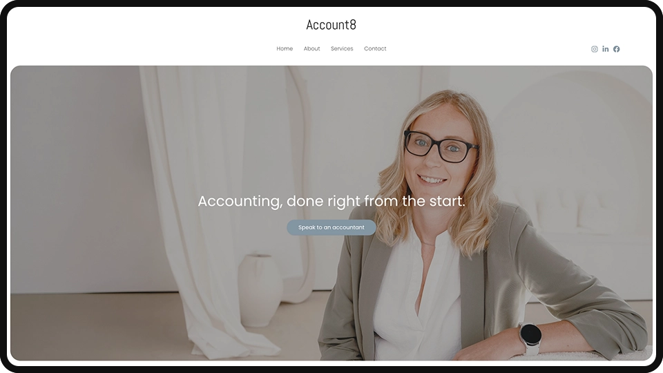 Screenshot of Account8 accounting website design mockup