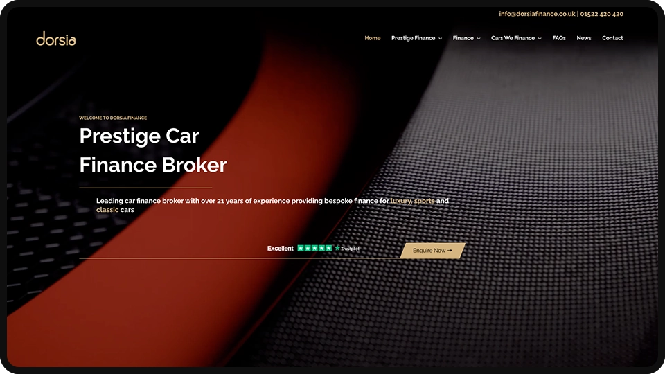 Screenshot of Dorisa Finance luxury car finance website redesign