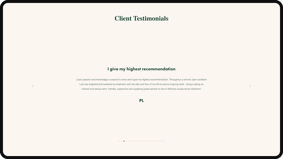 Screenshot of Lisa Gordon Acupuncture Nottingham website mockup