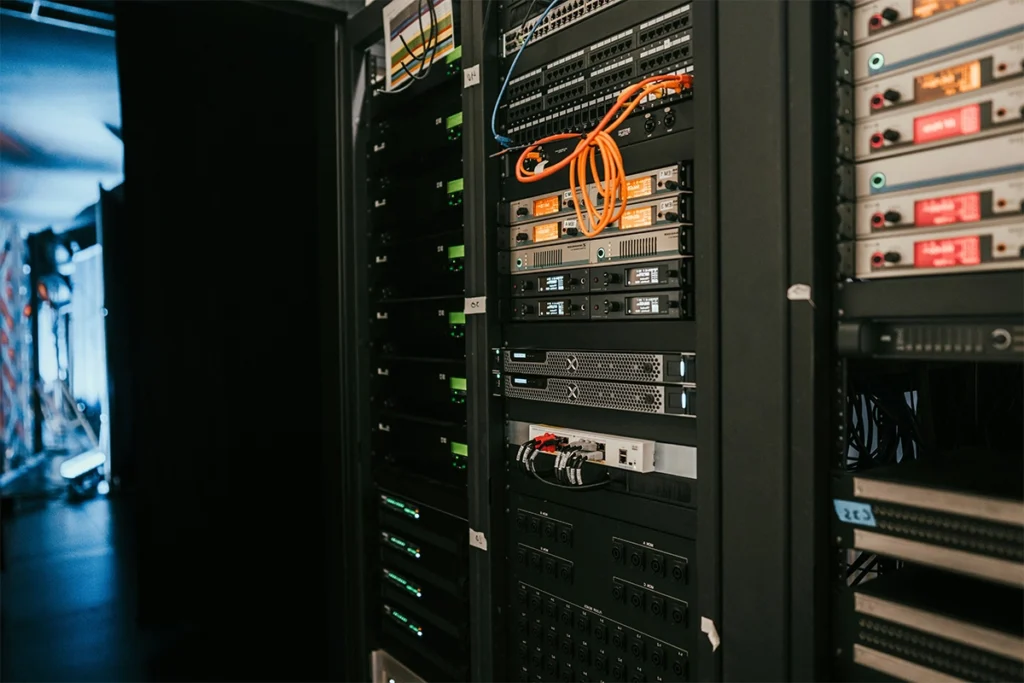 Website hosting server with ethernet cables