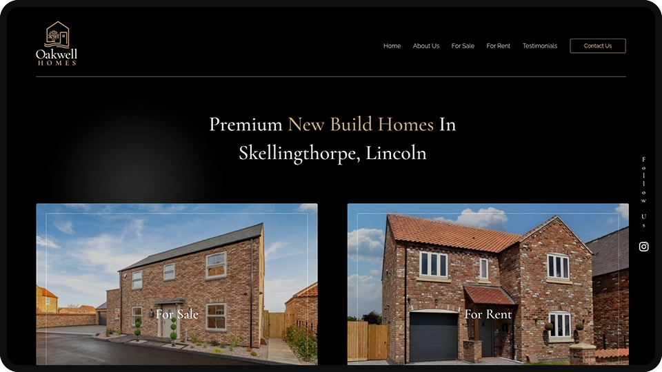 Screenshot of Oakwell Homes real estate property mockup