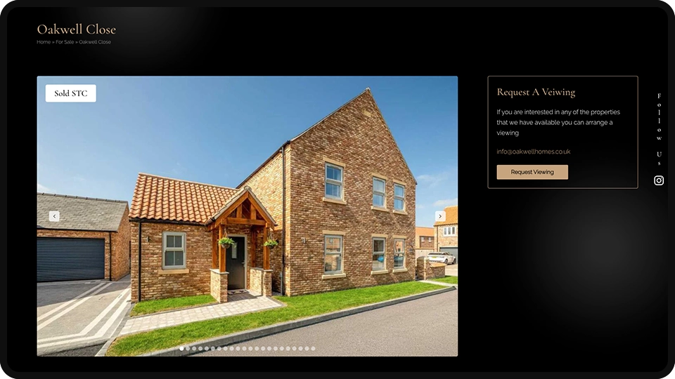 Screenshot of Oakwell Homes real estate property mockup