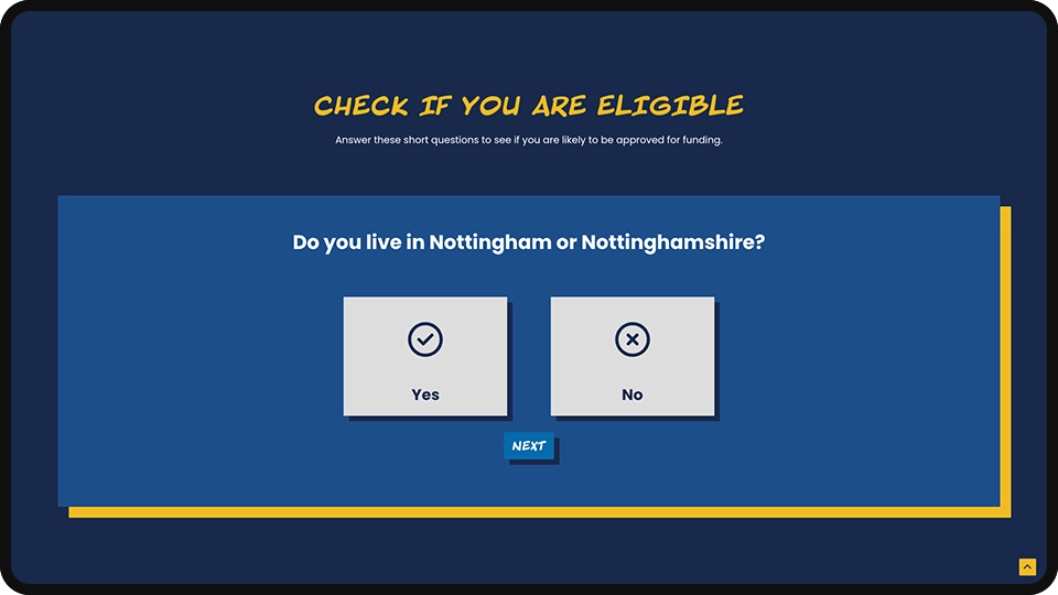 Screenshot of Y-Notts charity website redesign