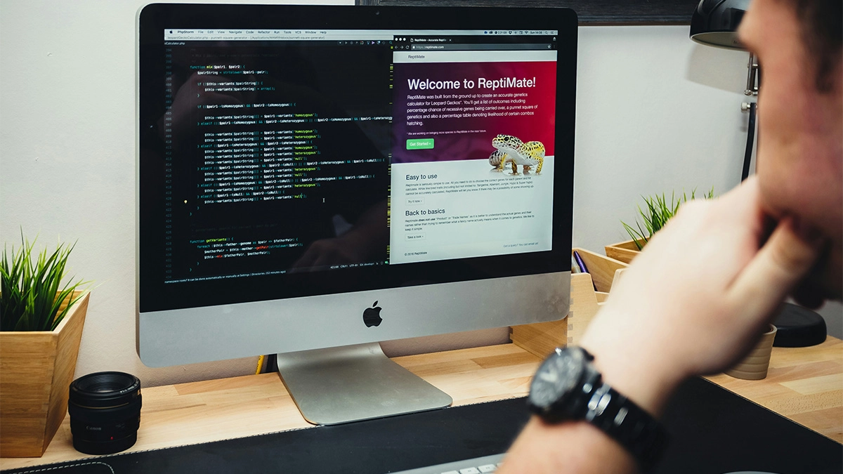 Website developer inspecting the code of a webpage