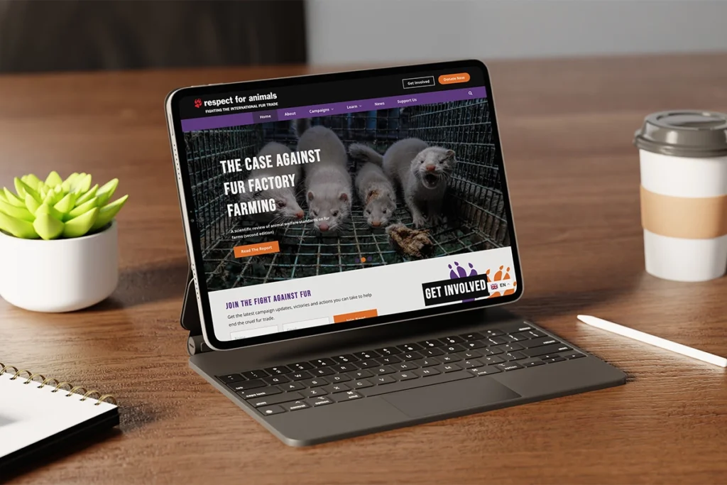 Respect for Animals website displayed on a iPad