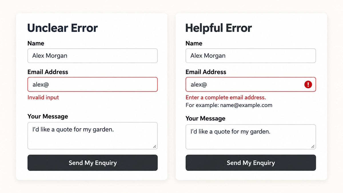 Form example with easy to understand error message